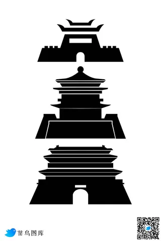 城门楼剪影素材