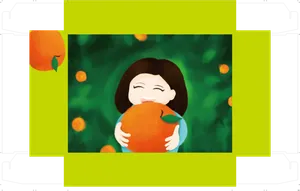 橙子  国潮美女  手绘女孩  水果矢量