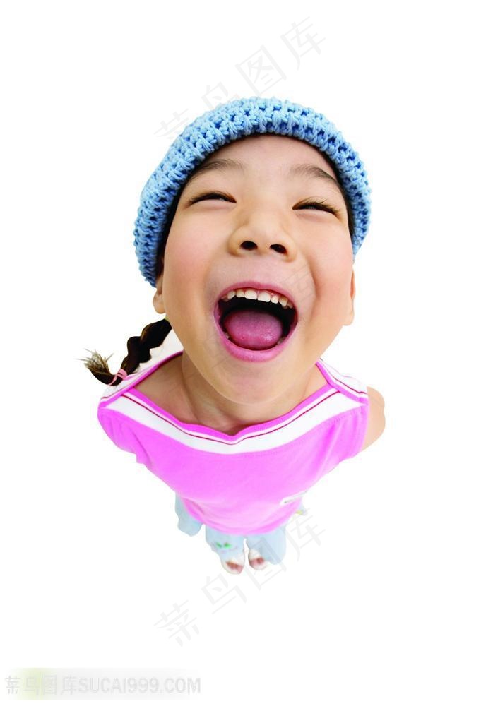 张嘴仰头的女孩素材