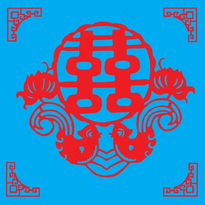 喜剪纸 剪纸风元素ai矢量模版下载