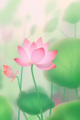 简约清新粉色荷花背景