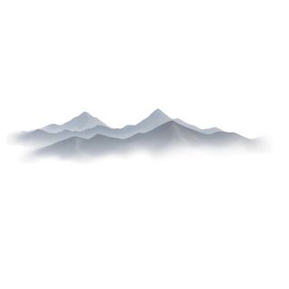 远处的山峰云雾缭绕水墨风格png免抠