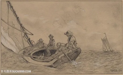 海景帆船素描装饰画 海景帆船素描装饰画