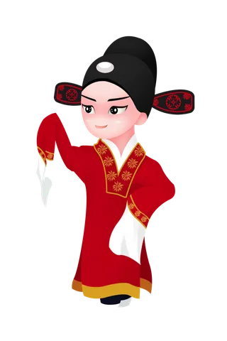 卡通京剧戏剧人物脸谱插画PNG图片 国潮中国风Q版戏剧人物PS素材