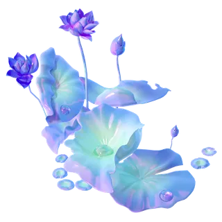 酸性蒸汽波雨水植物装饰荷叶小雨模型免扣素材