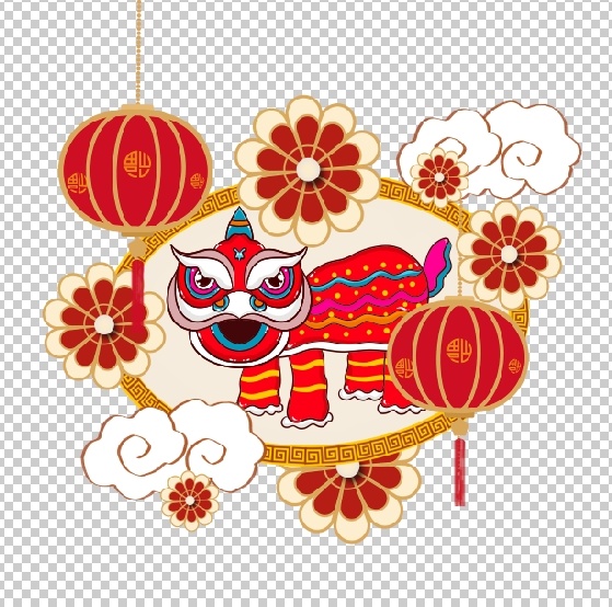 设计祝贺新年舞狮背景psd模版下载