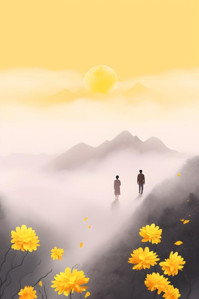 简约水墨风情意境插画背景