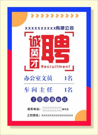 诚聘精英招聘海报