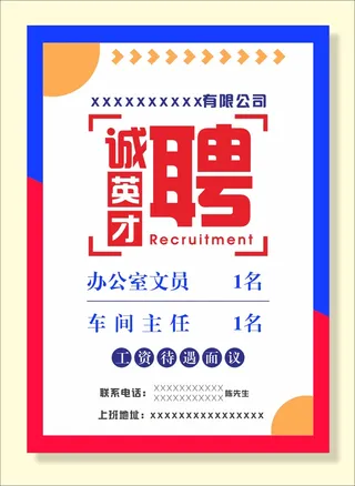 诚聘精英招聘海报