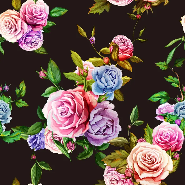 花卉唯美手绘花朵面料纹理手机壳布料面料印花服装矢量图案素材ai矢量模版下载