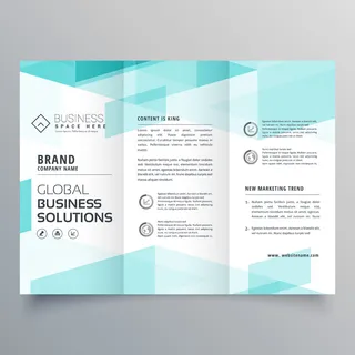 蓝色三折宣传册