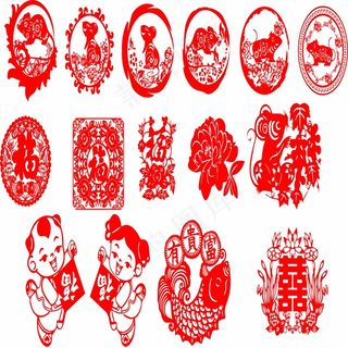 新春剪纸元素 剪纸风元素