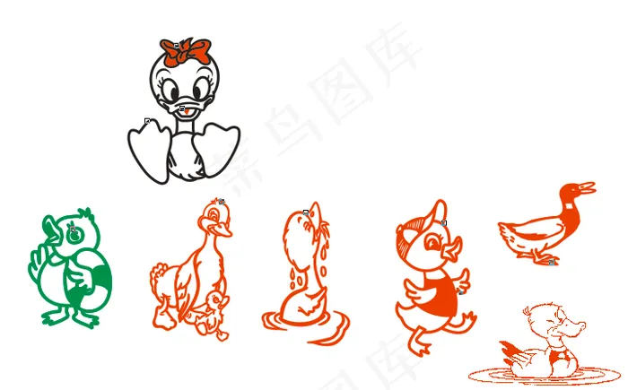 黄小鸭图像丑小鸭唐老鸭图像鸭子图像免扣元素cdr矢量模版下载