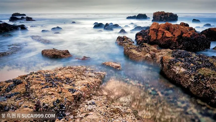 唯美海边岩石壁纸