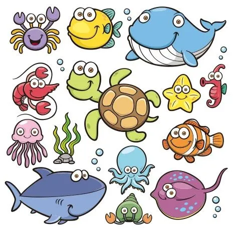 矢量卡通海洋生物cdr矢量模版下载