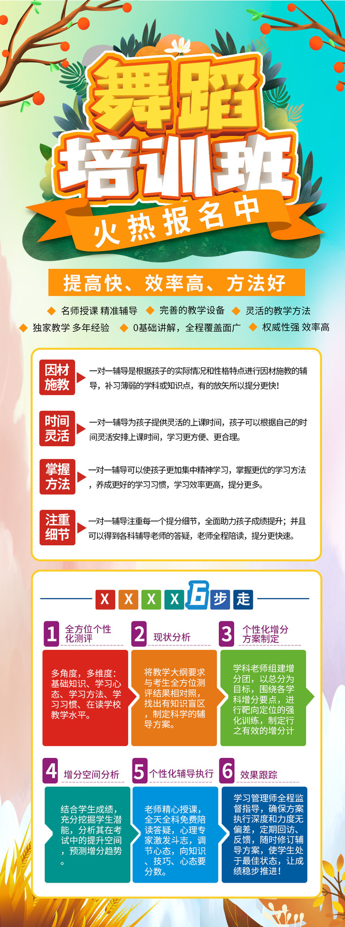 绘画舞蹈教育暑期培训兴趣班招生宣传广告H5长图海报PSD设计素材psd模版下载