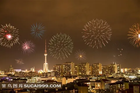 美丽喜庆的城市烟花夜景图片 美丽喜庆的城市烟花夜景图片