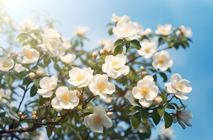 白色的花朵近景聚焦拍摄摄影图