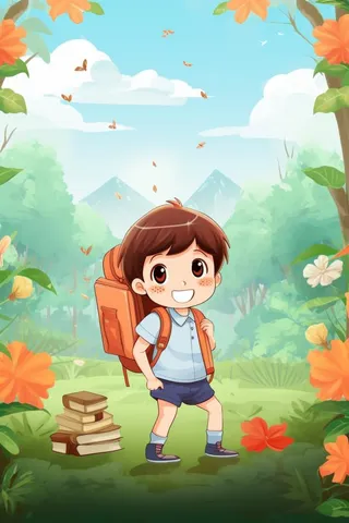 开学学习学生儿童草地背景