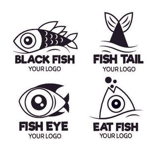 商务海洋鱼类海鲜图标LOGO标识标志标签水产图形AI矢量EPS素材图
