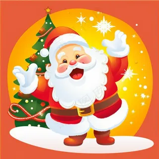 圣诞老人圣诞树节日卡通插画背景