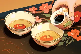 泡茶倒茶茶具插画背景