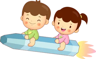 两个人 卡通 笔