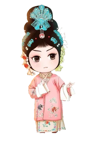 卡通京剧戏剧人物脸谱插画PNG图片 国潮中国风Q版戏剧人物PS素材