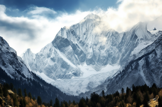 雪山森林云层高原风光摄影图