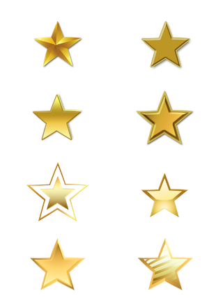 金色卡通五角星星星质感PNG元素免扣