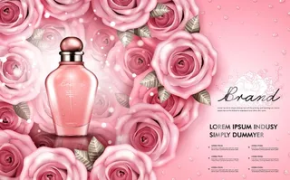 电商广告香水粉色玫瑰素材