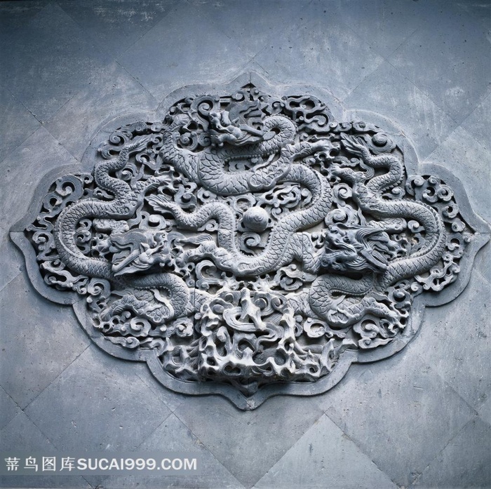 传统建筑上的龙纹浮雕