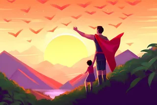 超人爸爸和孩子背景