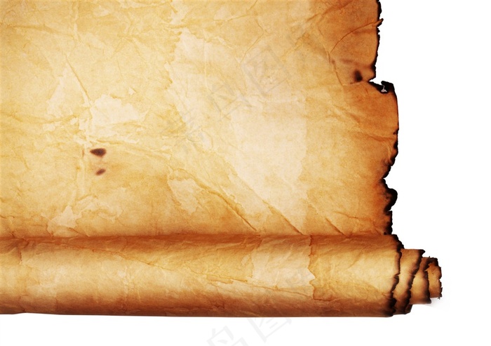 放在牛皮卷轴上的红色蝴蝶结特写素材摄影图片