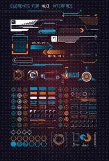 科幻未来科技操作仪表盘HUD元素图游戏UI图标界面边框矢量AI素材