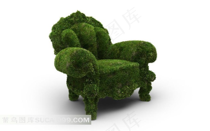 3D绿色植物沙发素材