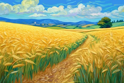 小满一望无际金灿灿麦田希望的田野丰收