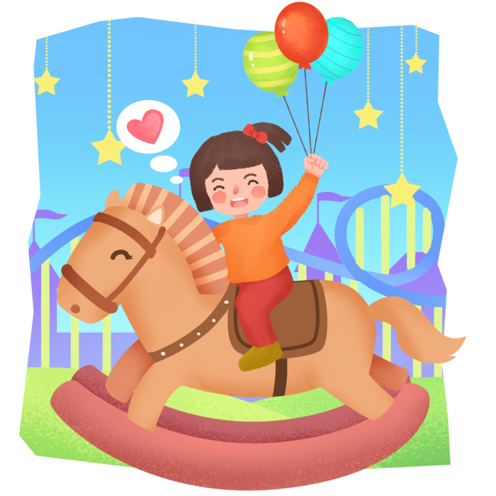 木马玩具剪贴画儿童节幼儿园插画