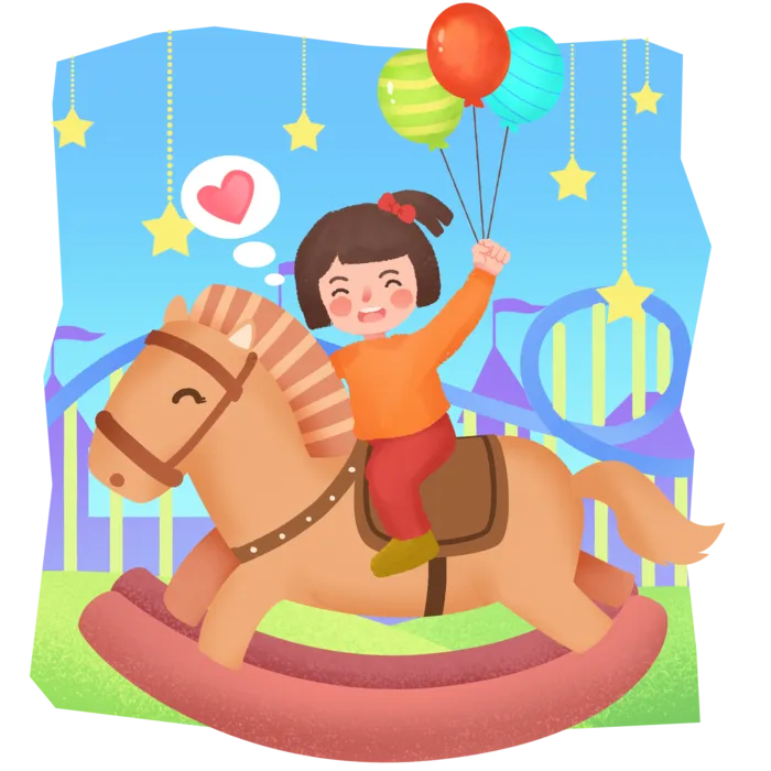 木马玩具剪贴画儿童节幼儿园插画
