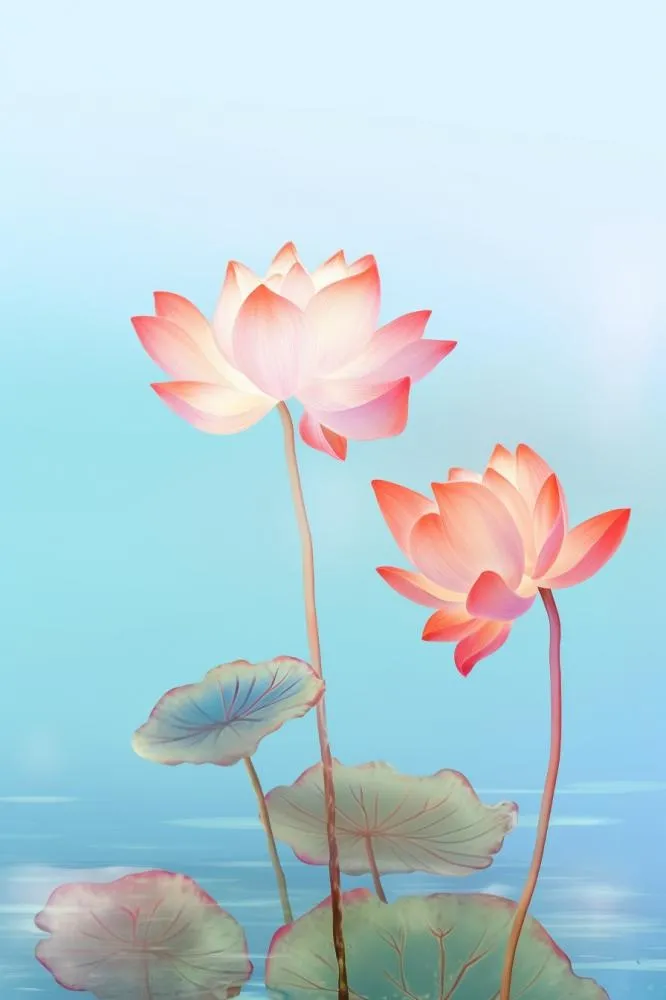 简约清新淡粉色荷花背景(896x1344)