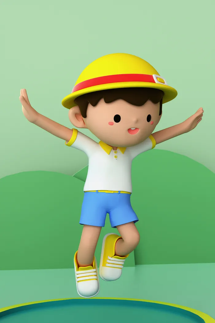 夏季踏青3D学生小清新卡通人物C4D背景