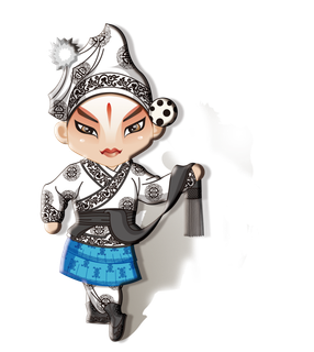 卡通京剧戏剧人物脸谱插画PNG图片 国潮中国风Q版戏剧人物PS素材