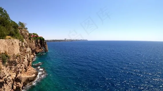 海, 看法, 悬崖, 那, 海浪, 蓝色的, 假日, 夏天