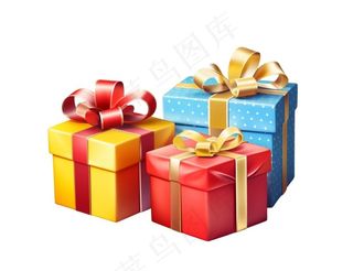 圣诞礼物礼盒卡通插画免抠