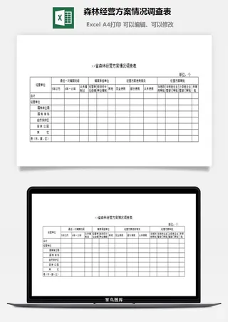 森林经营方案情况调查表excel模板