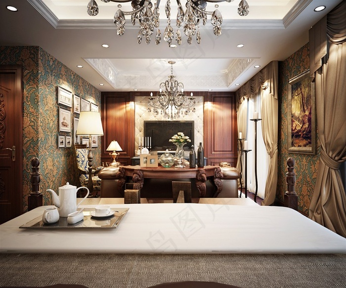 欧式宫殿式客厅效果背景