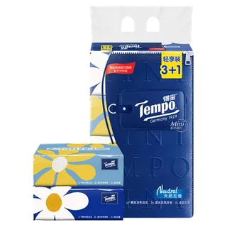 得宝天然无香抽取式面巾纸（Mini系列）80抽x(3 1)包超市商品白底图免抠实物摄影png格式图片透明底