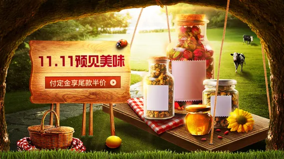 精致双十一食品花茶海报banner
