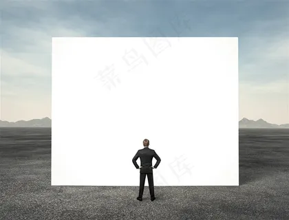 广告牌子和男人