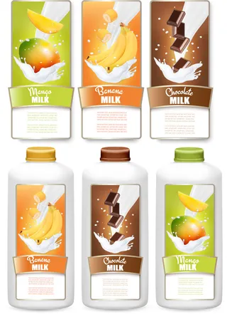 水果牛奶不干胶标签瓶贴纸